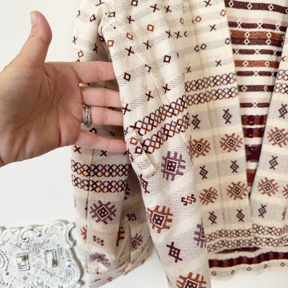 Madewell Aztec Boho Embroidered Kimono Wrap Jacket S - Picture 5 of 12